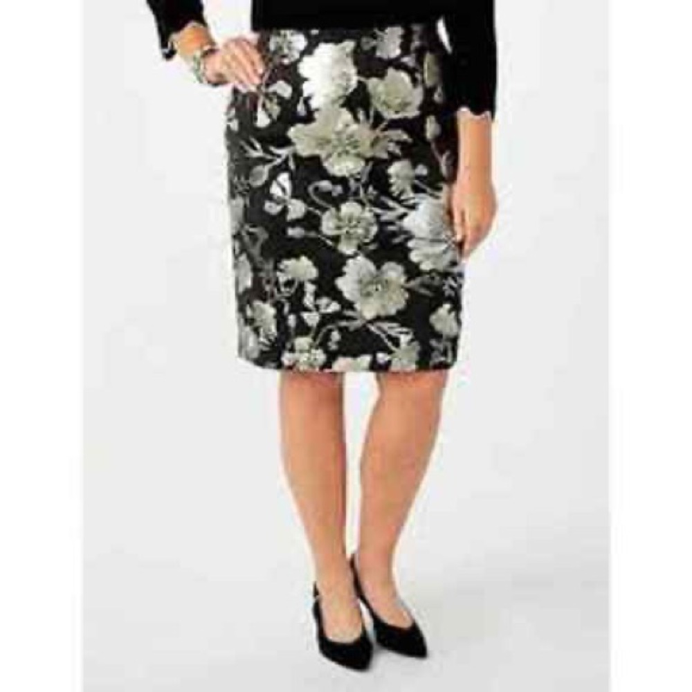 NWT Roz & Ali black floral Dress skirt , size XL